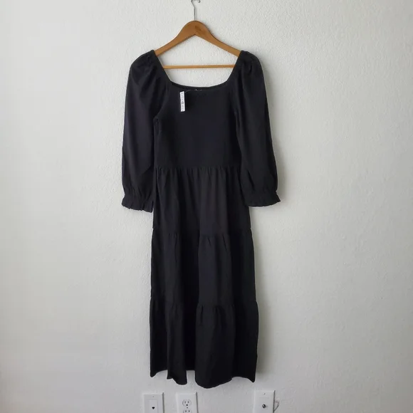J crew factory tiered smoked midi dress size S black - Picture 6 of 15